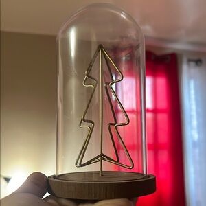 Gold Wire Christmas Tree in Glass Dome